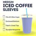 TahoeBay Iced Coffee Cold Cup Sleeve (4-Pack) Reusable Blank Neoprene Insulator Drink Sleeves 22oz - 24oz Beverage Holder for Vinyl Sublimation fits Dunkin' Medium and Starbucks Venti (White)