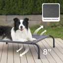 Bedsure Outdoor Elevated Dog Beds for Small Dogs, Portable Indoor & Outdoor Cooling Raised Cot Pet Hammock Bed with Skid-Resistant Feet, Frame with Breathable Mesh, Grey, 35 inches