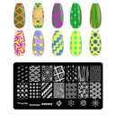 5pcs Nail Stamp with Nail Stamper and Scraper, Heart Geometry Nail Stamping Plates Nail Art Stamp French Tip Stamps Tool Nail Stencils Template for DIY Nail Art Accessories