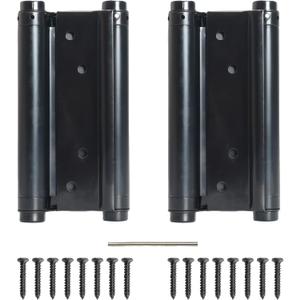 6inch Double Action Spring Hinges, Self Closing Door Hinges for Cafe Saloon Pub Swinging Doors, 201 Stainless Steel, Including Pins and Screws, 2 Pack, Black