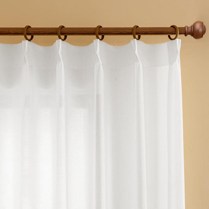 Sheer Curtains 96 Inch Length Pinch Pleated White Semi Voile Sheer Curtains with Hooks(Without Rings) for Bedroom Living RoomLight Filtering Drapes(White, 42 W x 96 L, 2 Panels)