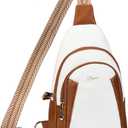 Crossbody Bags for Women Anti Theft Vegan Leather Sling Bag RFID Blocking Chest Bag for Travel (Beige Brown)