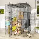 Large Cat Cage Indoor - Metal Wire Cat Enclosure with Storage Cube, Detachable Kitty Cage with Platform for 1-3 Cats, 3x3x4 Spacious Cat Kennel
