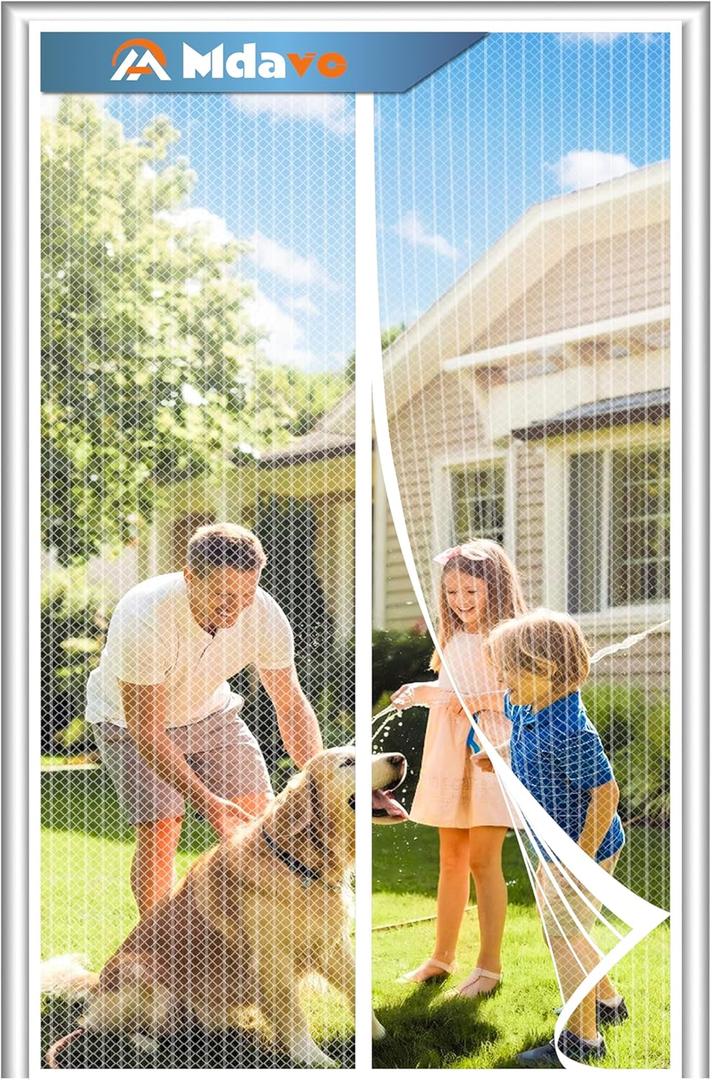 Magnetic Screen Door, Heavy Duty Door Screen Magnetic Closure Keep Bugs Out,Pet & Kid FriendlyHands Free Door Screen Fit Door Size 32 x 80 Inches White