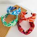 4 Pack Bright Floral Printed Headbands Wide Knotted Headbands for Women Cross Knot Fashion Hair Bands