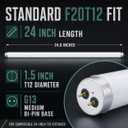 F20T12 20W 24In T12 Fluorescent Tube Light 6500K 1300 Lumens 2 Pack