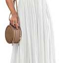 Ladmous Women's V Neck Floral Lace Wedding Dress Sleeveless Bridesmaid Evening Party Maxi Dress (Size Medium, White)
