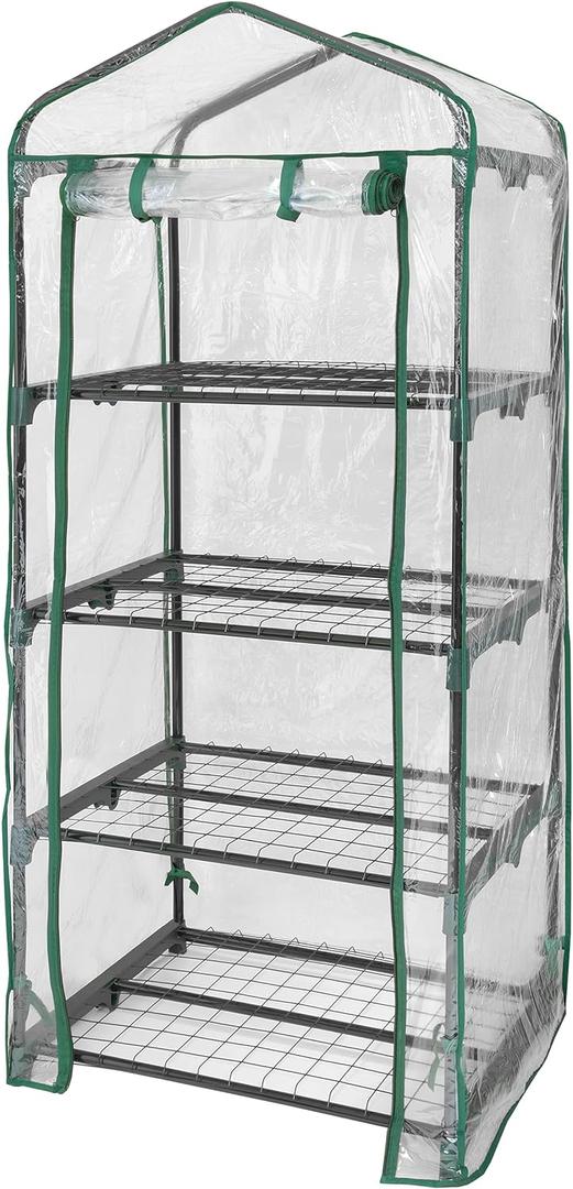 Miracle-Gro 23" x 17" x 57" All-Season 4-Tier Mini Grow House Outdoor or Backyard Easy Assembly Portable Greenhouse, Translucent