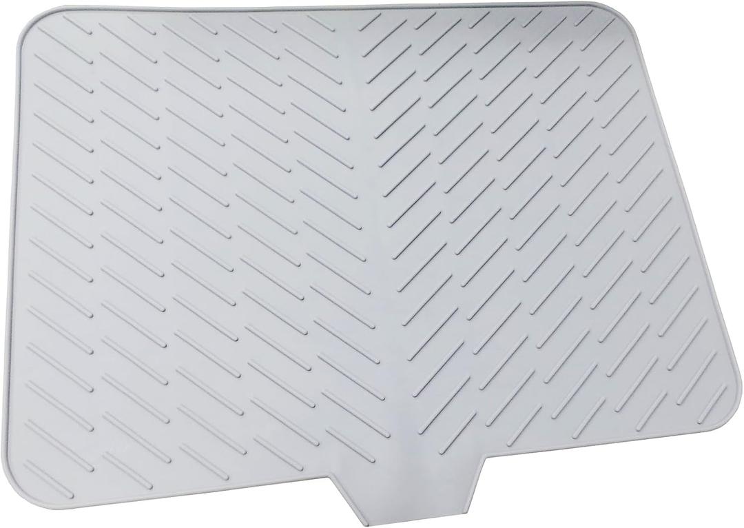 Silicone Dish Drying Mat with Raised Edge and Drain Lip,large silicone Drying Pad for kitchen counter draining mat,easy to clean and easy to be folded,portable,soft and heat resistant
