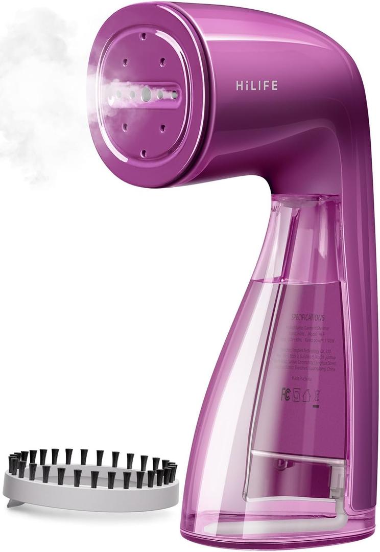 HiLIFE Steamer for Clothes, 1100W Clothes Steamer with Large 300ml Tank, Handheld Clothing Steamer, Fabric Wrinkle Remover, Portable & Compact Travel Size Garment Steamer ONLY FOR 120V(Orchid Purple)