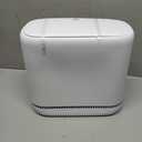 2.3 Gallon Slim Small Bathroom Trash Can with Lid, White Dog Proof Garbage Can with Air-Press Bag Expander & Removable Bucket, Narrow Bathroom Waste Basket for Bedroom, Office, Dorm