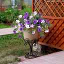 Ammyoo Artificial Fake Flowers Plants for Outdoor Decoration, 2PCS Faux Petunias Silk Flower UV Resistant No Fade for Home Outside Garden Balcony Yard Porch Realistic Indoor Decor (Purple White)