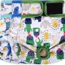 Washable Female Dog Diapers - Premium Reusable Diapers for Doggie in Heat - Highly Absorbent Dog Diapers Female for Pet Incontinence with Adjustable Snaps (Cactus, M) (Medium (12-15Waist)