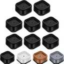 Shouwuhho 8 Pack Furniture Risers Adjustable Bed Risers Heavy Duty Lifts Height 1", Square Stackable Bed Risers 1, 2 or 3 Inch for Desk Leg Table Couch Sofa Chair Bed Frame Legs Dorm, Black