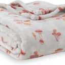 Berkshire Blanket-Classic Heavyweight Soft Printed VelvetLoft Plush Warm Blanket, Twin Size Soft Fuzzy Blanket for Couch Sofa Bed, Mushroom Field Grey, 60in x 90in