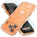 Choiche Compatible for iPhone 17 Pro Max Case Clear, Cute Sparkly Glitter Phone Case, Curly Wavy Bumper Cover with Silver Diamond Camera Lens Protectors for Women 6.9" (Glitter Clear)