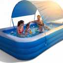Inflatable Pool with Canopy,116" X 67" X 22" Large Inflatable Pool for Kids,Adults Thickened Family Swimming Pool for Toddlers, Outdoor, Garden, Backyard, Summer Water Party (XL)