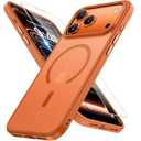 Miracase Magnetic for iPhone 17 Pro Case 6.3" with Screen Protector, [Compatible with MagSafe] Military-Grade Protection, Anti-Fingerprint, Slim Thin Phone Case for 17 Pro Cover, Orange