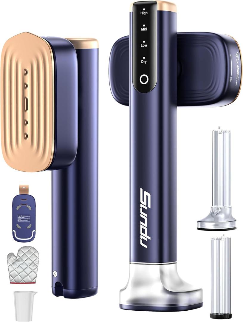 Travel Steamer for Clothes,Sundu Portable Handheld Garment Steamer,15s Fast Heat-up,2 Water Tanks (180 ml and 100 ml),Steamer Ironing Gloves,45 Minutes of Continuous Ironing for Travel,Home(Aqua)