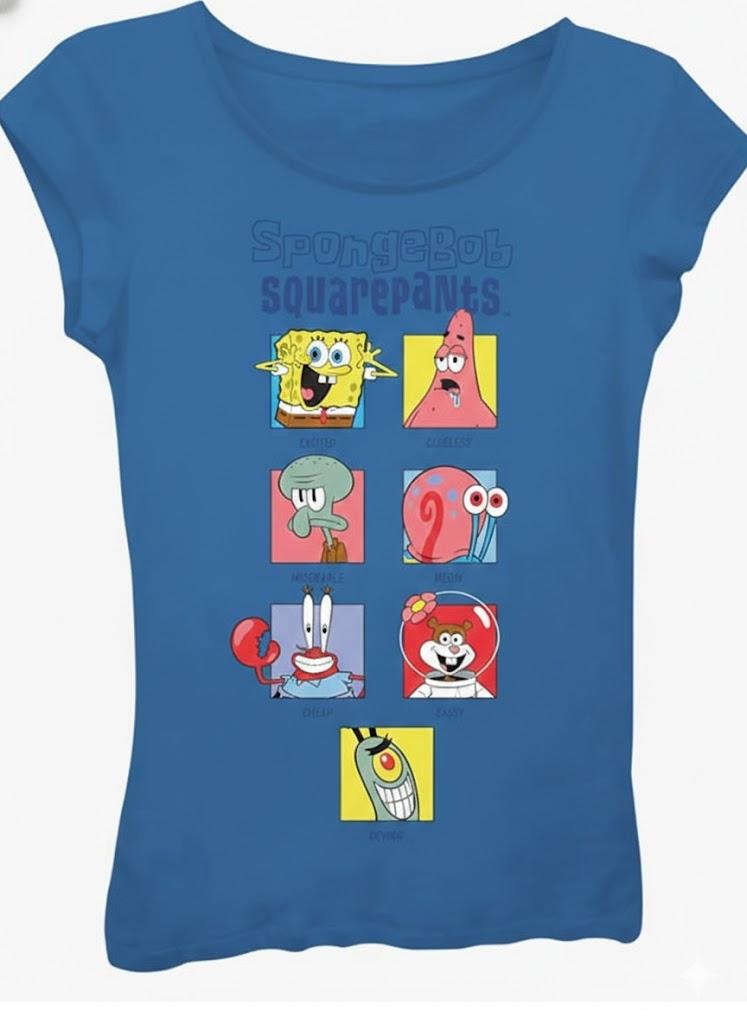 Nickelodeon Girls Spongebob Squarepants, Patrick, & Gary Girls Short Sleeve T-Shirt, 7/8