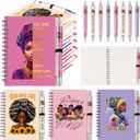 Colarr 12 Sets Black Women Journals and Pen Gifts African American Journal and Pen for Black Girl Inspirational Spiral Notebooks African American Gifts