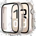 Misxi [2 Pack] Waterproof Hard Case with Tempered Glass Compatible with Apple Watch Series 11 (2025) Series 10 42mm, Anti-Fall Tough Overall Protective Cover for iWatch Screen Protector, Starlight