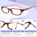 Kerecsen Reading Glasses 5 Pairs Fashion Ladies Readers Spring Hinge with Pattern Print Eyeglasses for Women (Multicolor, 2.5)