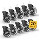 HOLKIE Office Chair Wheels 10pack Roller Blade Caster Rubber Replacement for Office 11x22mm Transparent 3 Inch, Desk Rolling Set of 10 for Hardwood Floors Gaming Chair Wheels Smooth & Silence Gliding (11mm-Fits Most-Not for High-Pile Carpet)