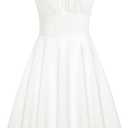 Belle Poque Vintage Floral Dress for Women 2026 Summer A-line Sleeveless Flowy Midi Elegant Wedding Guest Cocktail Dress (White, S)
