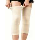 One Compress Knee Sleeves, Knee Brace for Women Men Knee Pain, Elastic Compression Leg Sleeves for Arthritis, Ideal for Running, Hiking, and Daily Wear (Beige, M)