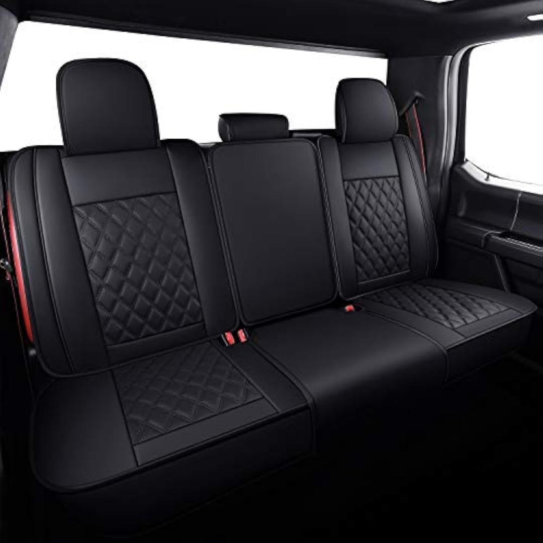 Aierxuan Rear Car Seat Covers Custom Fit 2009-2026 Ford F150 and 2017-2026 F250 F350 F450 Super Duty Crew Cab Pick-up Truck, Automotive Vehicle Cushion with Waterproof Leather (Black)
