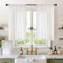 BGment Short Linen Curtains 40 Inch Length for Kitchen Windows - Rod Pocket Natural Drapes Light Filtering for Cafe Over Sink Decorative Sheer Lightweight Rustic, 2 Panels Set, 30 X 40 Inch