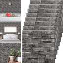 Tinlade 30 Pcs 28.81 Sq ft 3D Wall Panels Peel and Stick Foam Brick Wallpaper Printable Faux Brick Wall Panels Decorative Self Adhesive Tiles Waterproof(Rock Black)