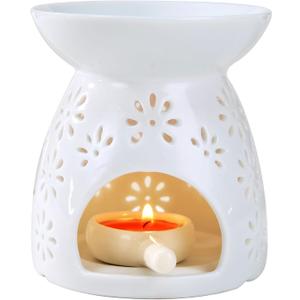 Ceramic Tea Light Candle Holder, Essential Oil Burner Wax Melt Burner, Incense Aroma Diffuser, Home Decor