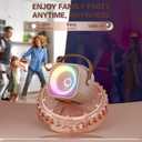 Mini Karaoke Machine, Portable Bluetooth Karaoke Speaker with 2 Wireless Microphones and Party Lights for Kids and Adults, Birthday Gifts for Girls Boys Family Home Party (Rose Gold)