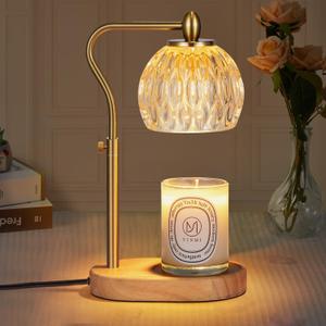 Candle Warmer, Candle Warmer Lamp with Timer & Dimmer Height Adjustable for All Size Scented Candles, with 2 * 50W Bulbs for Home Decor Mothers Day(Gold)