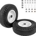 HQPASFY 2 Pack 4.10/3.50-6 Flat Free Tire, 12.5 Inch Universal Solid Tire Wheel 3/4" & 5/8" Bearings, 3"-3.5"-4"-4.5"-Center Hub for Lawn Garden Cart, Hand Truck, Wheelbarrow, Utility Cart, 4.10x3.50
