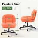 Cross Legged Office Chair, Thick Cushioned Criss Cross Desk Chair with Wheels, Wide Seat Armless Office Chair, Height Adjustable Swivel Vanity Chair for Home and Office, Orange, 27.1 inches x 25.2 inches x 35 inches