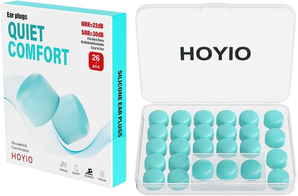 Hoyio Ear Plug for Sleep, 13 Pairs Reusable Soft Waterproof Silicone Noise Cancelling Earplug for Snoring Blocking, Moldable Ear Putty for Noise Reduction, Swimming, Shower, Travel, Studying