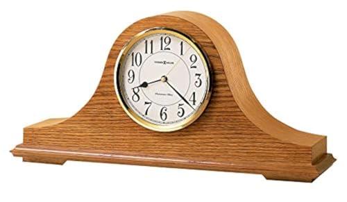 Howard Miller Echo Mantel Clock II, Westminster Chime Quartz Clock Movement, Black Numerals - Battery Operated Alarm Clocks for Heavy Sleepers, Mantle Clock for Bedroom & Office - Golden Finish