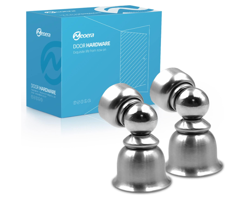 Neoera Magnetic Door Stop Ultra-Short, Small Door Stopper Strong Magnetic Door Catch for Hold Door Open, Stainless Steel Made, Anti-Rust, Heavy Duty for Various Door Types, Wall & Floor Mount 2 Pack 