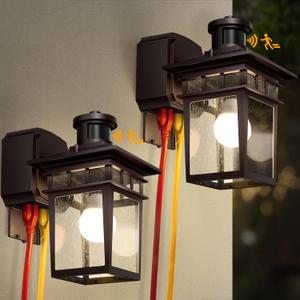 2 Pack Porch Lights with GFCI Outlet, Bronze Dusk to Dawn Motion Sensor Outdoor Light,3-Mode Wall Exterior Lighting Fixture, Water proof Outside Lights Sconce for House Front Door