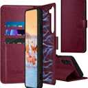 DJBull 2-in-1 Detachable for Samsung Galaxy S23 5G Wallet case with Credit Card HolderRFID Blocking,Flip Folio Book PU Leather Protective Cover Women Men for Samsung S23 Phone case Wine Red