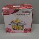 Retro Flower Enamel Stockpot with Lid,Stockpots for Cooking (Rose pink -3QT)
