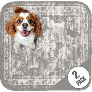 PUPIBOO Washable Pee Pads for Dogs and Cats - Super Absorbent Reusable Puppy Training Pads - 100% Waterproof, Leak-Proof & Non-Slip (3FT x 3FT (Pack of 2), Vintage Grey)