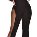 Women Sexy One Shoulder Bodycon Rhinestone Leg Jumpsuit Wide Leg Split Long Pant Club Romper Overall (Small, Black)