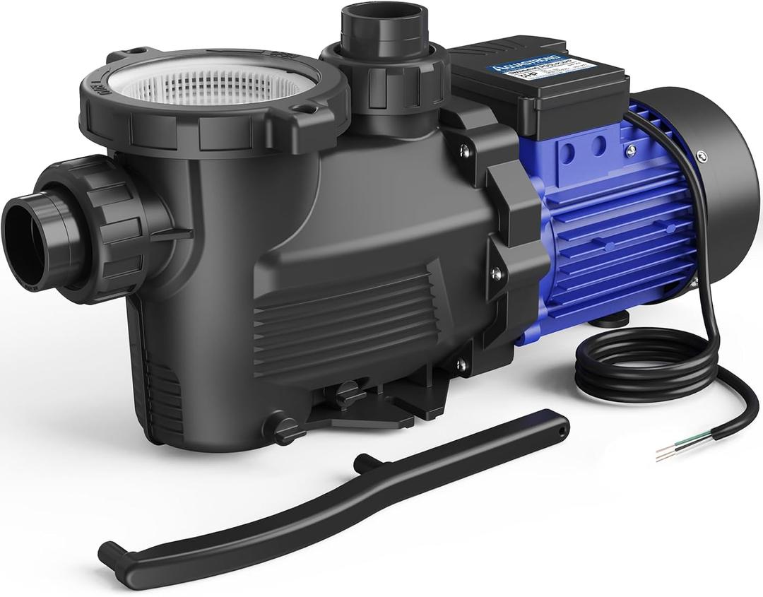 AQUASTRONG In/Above Ground Pool Pump, 3HP Single Speed, 220V, with High Flow 9350 GPH, Powerful Self Primming Swimming Pool Pumps with Filter Basket
