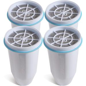 ZR-001, ZR-017, ZR-004 Replacement Water Filters for Pitchers and Dispensers, Advanced 6 Stage Filtration System for 0 TDS, Remove Lead, Chlorine, Fluoride, PFOA/PFOS (4 Pack)