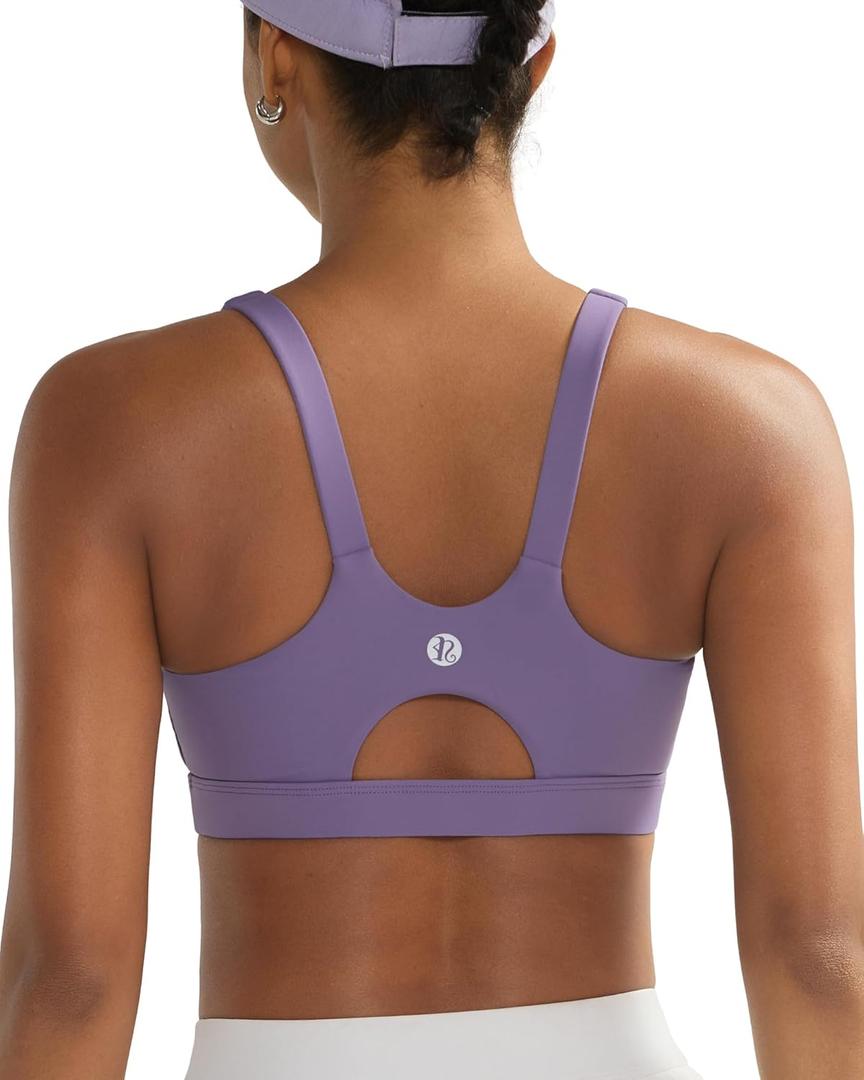 RUNNING GIRL Sports Bra for Women High Support, Molded Cup High Impact Sports Bras for Women with Sewn in Pads (X-Large, Dusty Lavender)