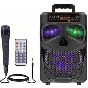 Portable Bluetooth Speaker with Subwoofer Wireless Speakers Outdoor/Indoor Big Support Remote Control FM Radio TF Card LED Lights MP3 Player Party for Home Camping iPhone Computer PC (B-S08)